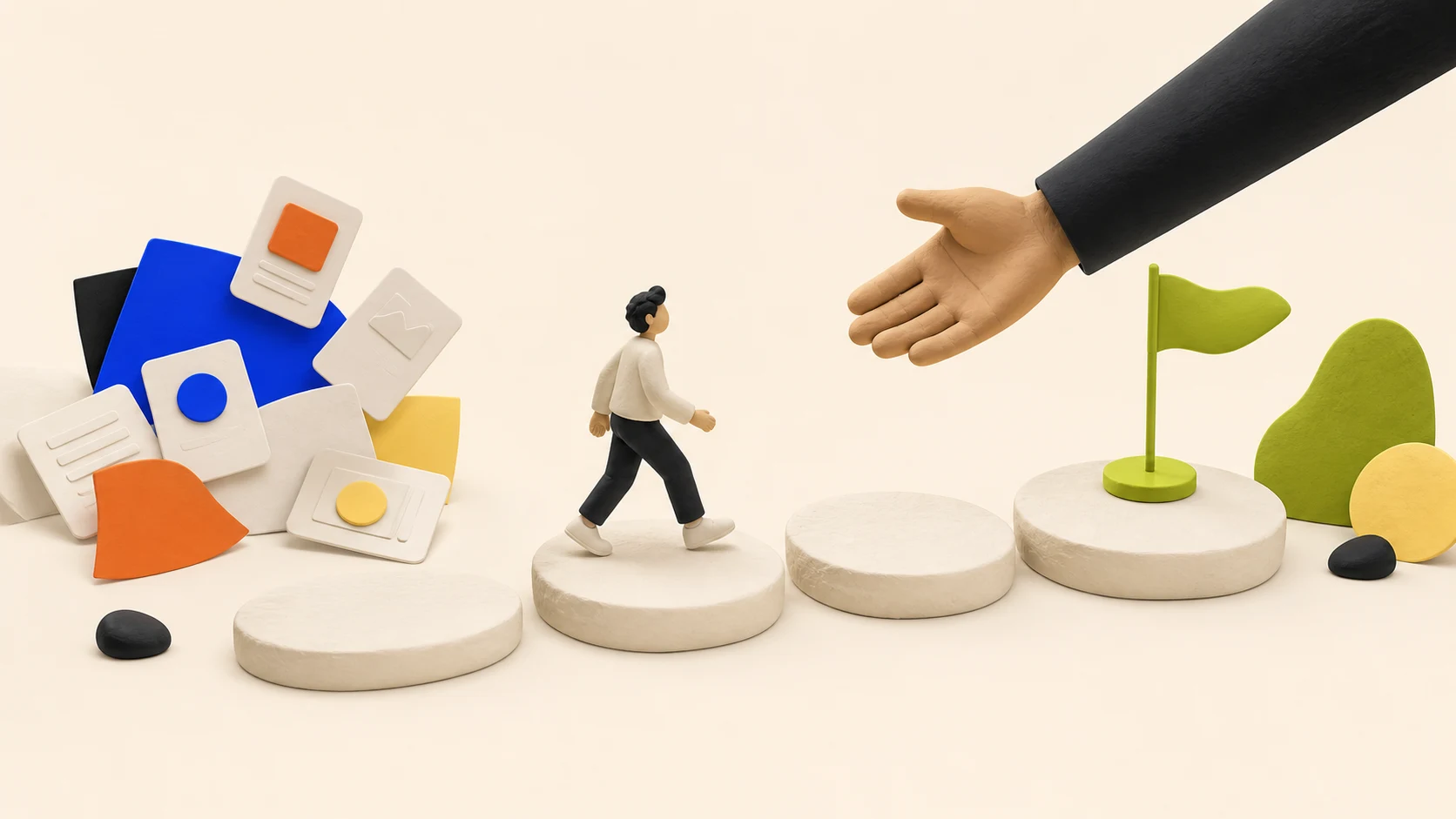 A customer moving through a structured onboarding path